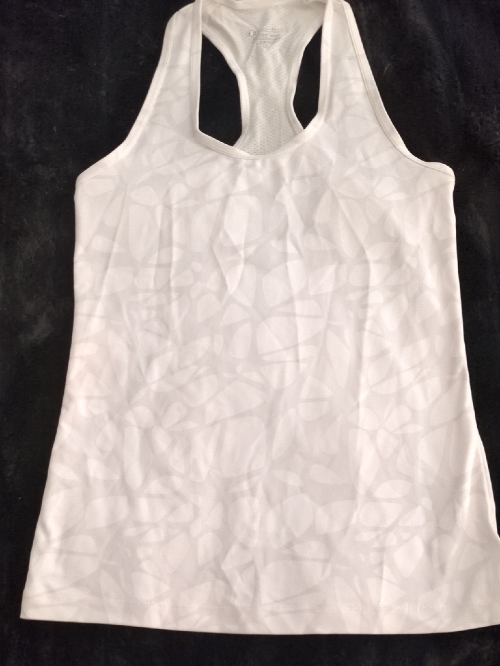 Champion White-on-White Pattern Racerback Performance Tank Top S